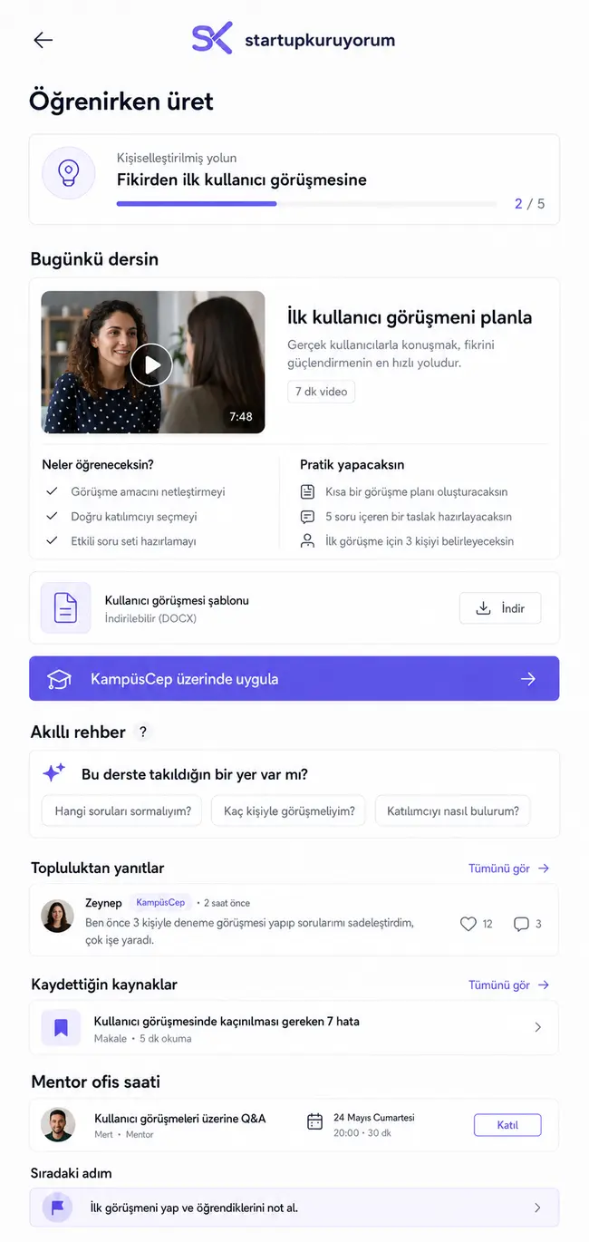 Mobil öğrenme ekranı